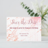 ROSE GOLD MARBLE DESIGN SAVE THE DATE RSVP KARTE (Stehend Vorderseite)