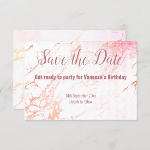 ROSE GOLD MARBLE DESIGN SAVE THE DATE RSVP KARTE