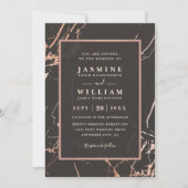 Rose Gold Marble Elegant Modern QR Code Wedding Einladung (Vorderseite)