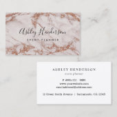 Rose Gold Marble Event Planner Visitenkarte (Vorne/Hinten)