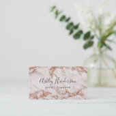 Rose Gold Marble Event Planner Visitenkarte (Stehend Vorderseite)