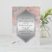 Rose Gold Marble Geburtstagsparty Einladung (Stehend Vorderseite)
