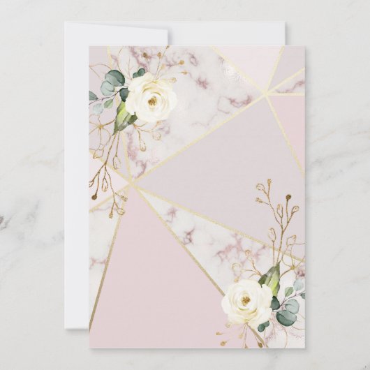 Rose Gold Marble Geometric Eukalyptus Floral Einladung (Rückseite)