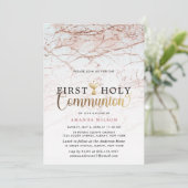 Rose Gold Marble Girl Erste Heilige Kommune Einladung (Stehend Vorderseite)