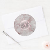 Rose Gold Marble Glam Modernes Monogramm erste Runder Aufkleber (Umschlag)