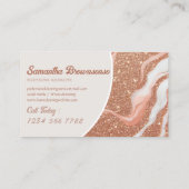 Rose Gold Marble Glitz Visitenkarte (Rückseite)