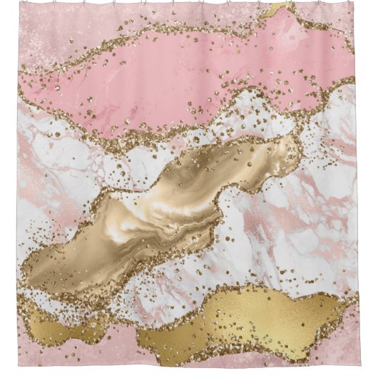 Rose Gold Marble Glitzer Agate Duschvorhang (Vorderseite)