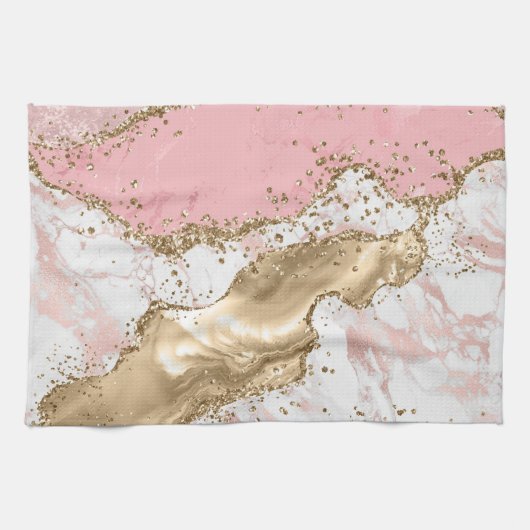 Rose Gold Marble Glitzer Agate Geschirrtuch (Horizontal)