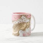 Rose Gold Marble Glitzer Agate Zweifarbige Tasse (VorderseiteRechts)