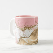 Rose Gold Marble Glitzer Agate Zweifarbige Tasse (Vorderseite Links)