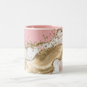 Rose Gold Marble Glitzer Agate Zweifarbige Tasse (Mittel)