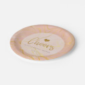 Rose Gold Marble Glitzer Brautparty Papierplatte Pappteller (Schrägansicht)