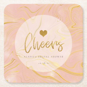 Rose Gold Marble Glitzer Brautparty Rechteckiger Pappuntersetzer