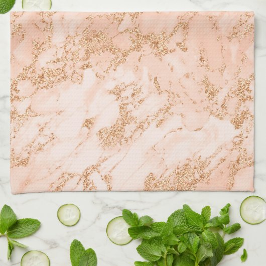 Rose Gold Marble Glitzer Geschirrtuch (Gefaltet)