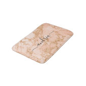 Rose Gold Marble Glitzer, Name des schwarzen Skrip Badematte (Schrägansicht)