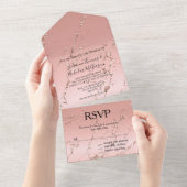 Rose Gold Marble Glitzy Glitzer Wedding All In One Einladung (Abreißen)