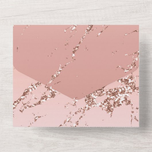 Rose Gold Marble Glitzy Glitzer Wedding All In One Einladung (Rückseite)
