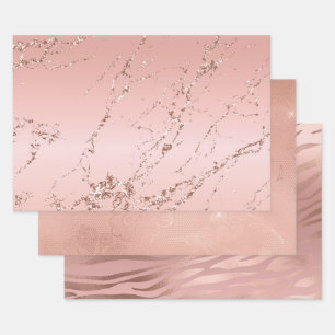 Rose Gold Marble Glitzy Glitzer Wedding Geschenkpapier Set
