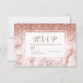 Rose Gold Marble Imitate Glitzer Script RSVP Karte (Vorderseite)