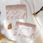 Rose Gold Marble Imitate Glitzer Script RSVP Karte