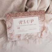 Rose Gold Marble Imitate Glitzer Script RSVP Karte