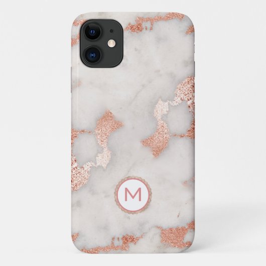 Rose Gold Marble Mit Monogramm Case-Mate iPhone Hülle (Rückseite)