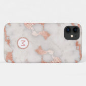 Rose Gold Marble Mit Monogramm Case-Mate iPhone Hülle (Rückseite (Horizontal))