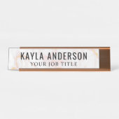 Rose Gold Marble Moderner Büroangestellter Schreibtischnamensplakette (Vorderseite )