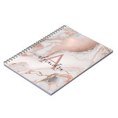 Rose Gold Marble Monogram Custom Initial und Name Notizblock (Linke Seite)