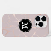 Rose Gold Marble Monogram iPhone Case (Rückseite (Horizontal))