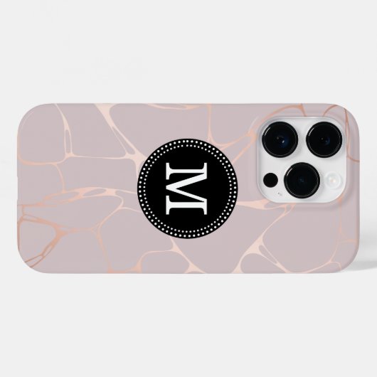 Rose Gold Marble Monogram iPhone Case (Rückseite (Horizontal))