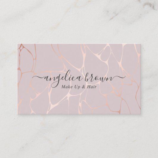 Rose Gold Marble Muster Signature-Skript Visitenkarte (Vorderseite)