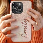 Rose Gold Marble Ombre Glitzer Individuelle Name Case-Mate iPhone Hülle