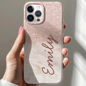 Rose Gold Marble Ombre Glitzer Individuelle Name Case-Mate iPhone Hülle