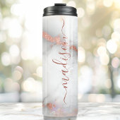 Rose Gold Marble Stilvolle Beschriftung Thermosbecher