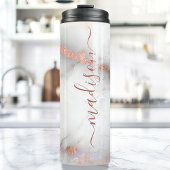 Rose Gold Marble Stilvolle Beschriftung Thermosbecher