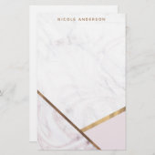 Rose Gold Marble Swirl & Blush Pink Bronze Glam Briefpapier (Vorne/Hinten)