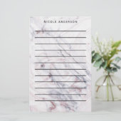Rose Gold Marble Swirl & Blush Pink Bronze Glam Briefpapier (Stehend Vorderseite)