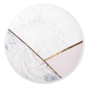 Rose Gold Marble Swirl & Blush Pink Bronze Glam Keramikknauf