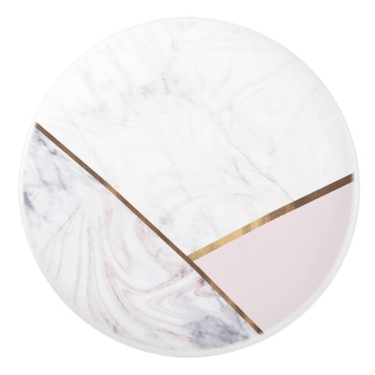 Rose Gold Marble Swirl & Blush Pink Bronze Glam Keramikknauf (Vorderseite)