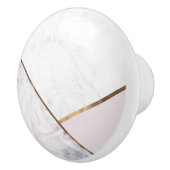 Rose Gold Marble Swirl & Blush Pink Bronze Glam Keramikknauf (Rechts)