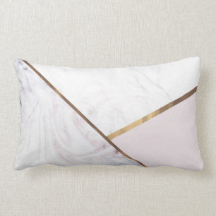 Rose Gold Marble Swirl & Blush Pink Bronze Glam Lendenkissen