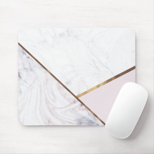 Rose Gold Marble Swirl & Blush Pink Bronze Glam Mousepad (Mit Mouse)