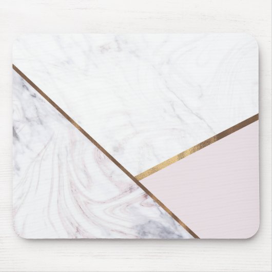 Rose Gold Marble Swirl & Blush Pink Bronze Glam Mousepad (Vorne)
