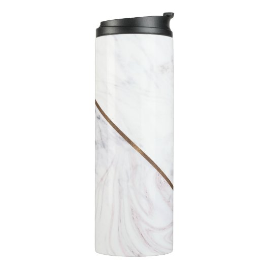 Rose Gold Marble Swirl & Blush Pink Bronze Glam Thermosbecher (Nach links gedreht)