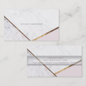 Rose Gold Marble Swirl & Blush Pink Bronze Glam Visitenkarte (Vorne/Hinten)