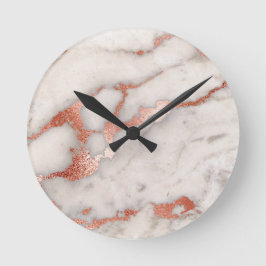 Rose Gold Marble Texture Runde Wanduhr