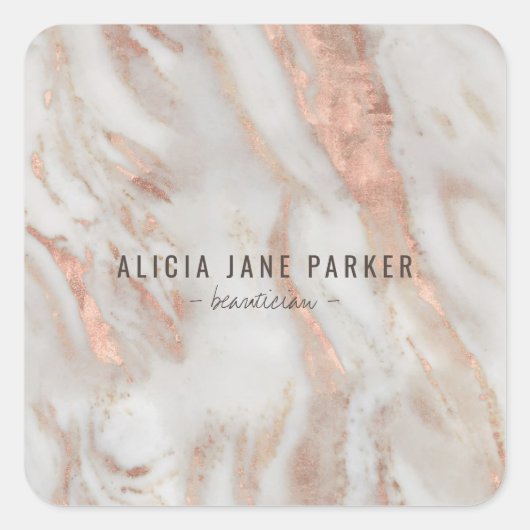 Rose gold marble unique elegant professional quadratischer aufkleber (Vorderseite)