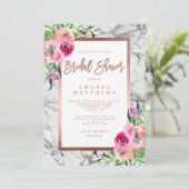 Rose Gold Marble Wedding Brautparty Einladung (Stehend Vorderseite)