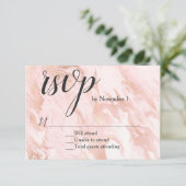 Rose Gold Marbled Wedding RSVP Card Karte (Stehend Vorderseite)